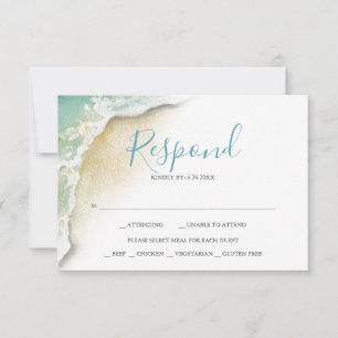 Olas del Océano Boda Turquesa Azul Responder RSVP