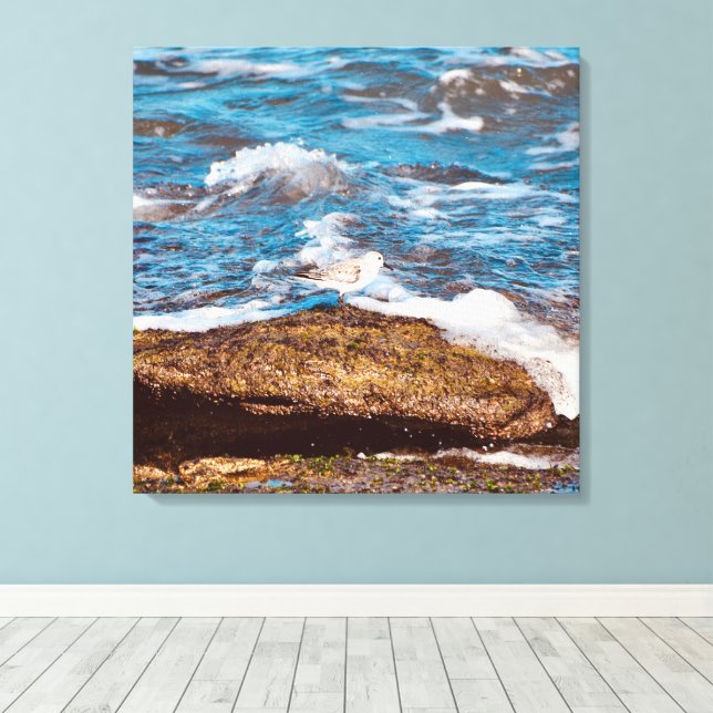 Olas en la costa rocosa del lienzo del océano  (Insitu (piso de madera))