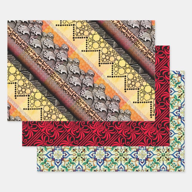 Olas japonesas, papel pintado inglés y azulejos es (Set)