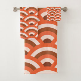 Olas japonesas Seigaiha en naranja y marrón