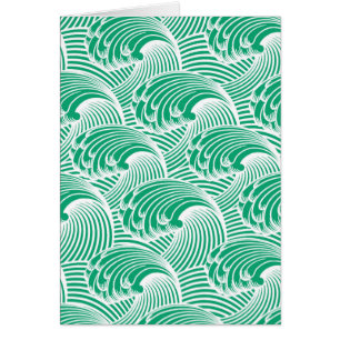 Olas japonesas vintage, verde jade y blanco