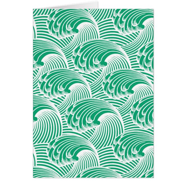 Olas japonesas vintage, verde jade y blanco (Frente)