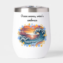 Olas oceánicas, abrazo de vino