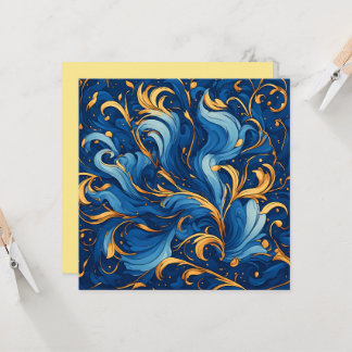 Olas Reales de Capricho Remolinos de Azul y Dorado