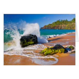 Olas rompen en la playa, Hawaii