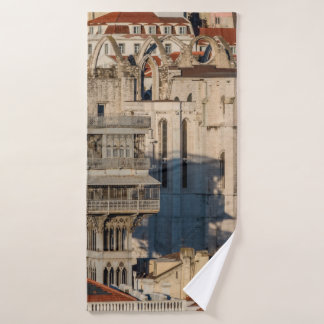 Old city of Lisbon with view tower and church ruin