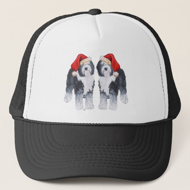 Old English Sheepdog Gorro de Santa (Anverso)