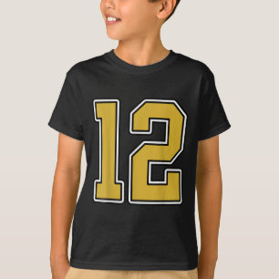 Old Gold Black White Sports Número 12 de Jersey Un