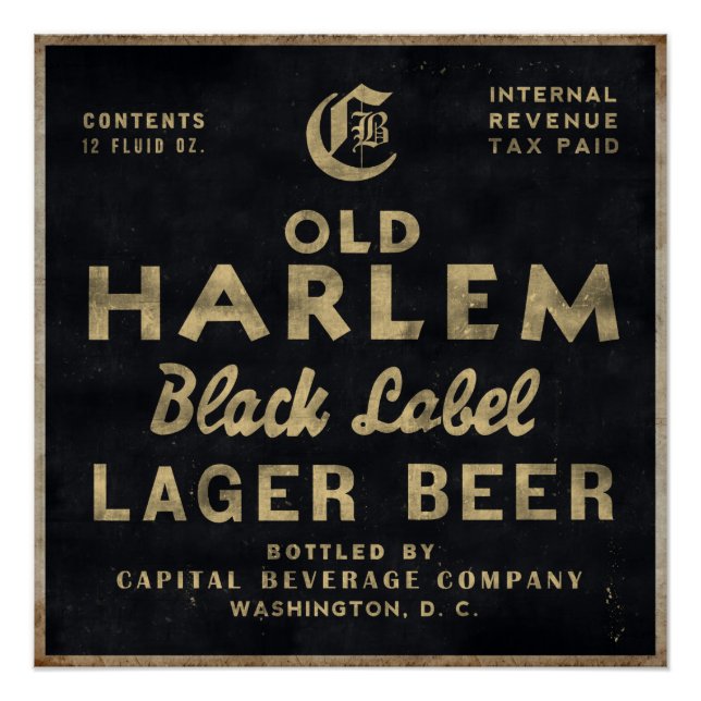 Old Harlem Lager Beer poster de publicidad de époc (Anverso)