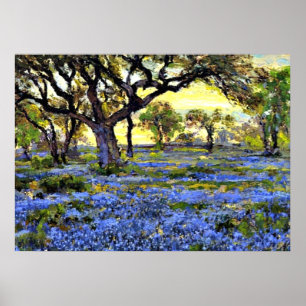 Old Live Oak Tree and Bluebonnets - Arte de Onderd