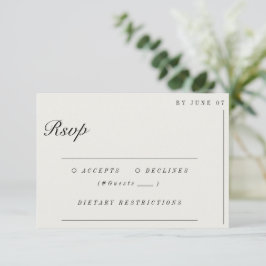 Old Money Minimalista Ecru White Wedding RSVP