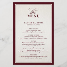 Old Money Modern Formal Burgundy Wedding Menu