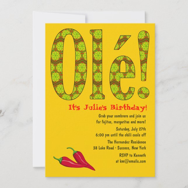 ¡Ole! Invitación temática mexicana (Anverso)