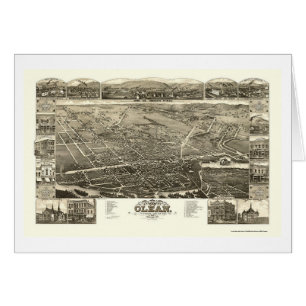 Olean, mapa panorámico de NY - 1882