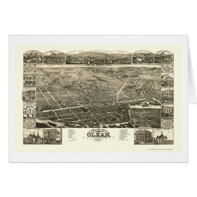 Olean, mapa panorámico de NY - 1882 (Anverso (Horizontal))