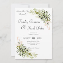 Olive Branch Bouquets Invitación a la Boda Verde