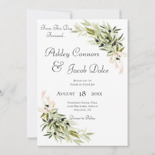 Olive Branch Bouquets Invitación a la Boda Verde