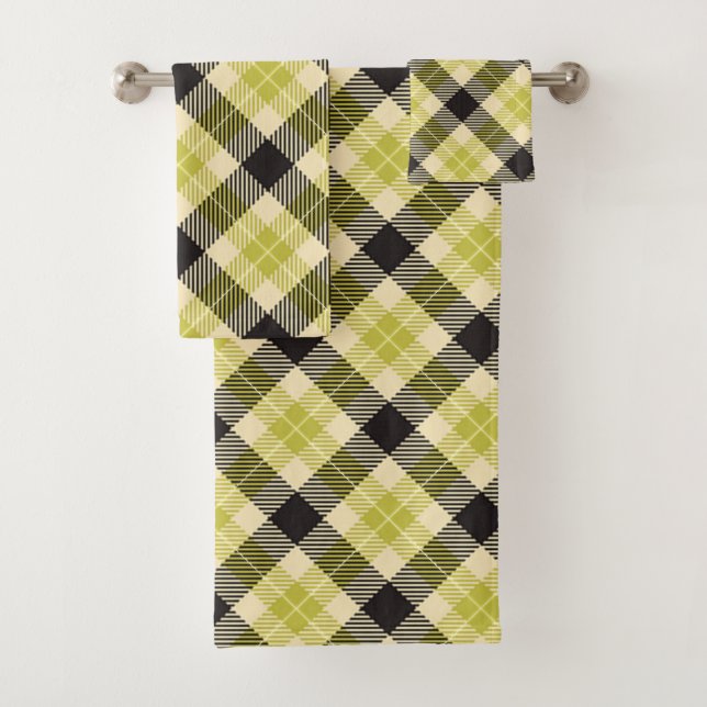 Olive Green and Black Tartan Planteada (In situ)