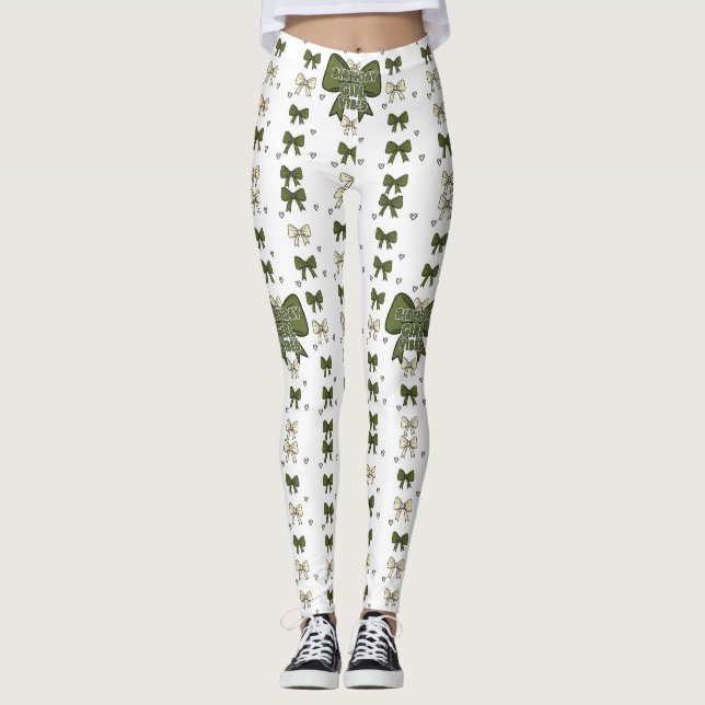 Olive Green Bows Leggings (Anverso)