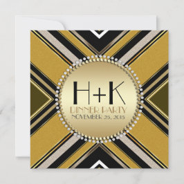 Olive Green Gold Art Deco Invitación a la fiesta