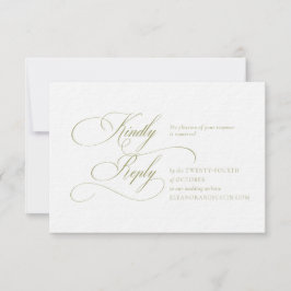 Olive Green "H" Monogram Wedding RSVP Card