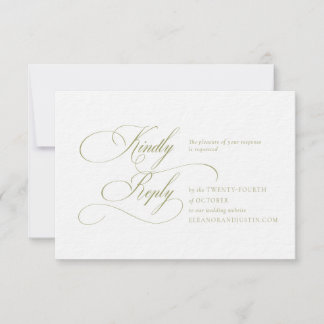 Olive Green "H" Monogram Wedding RSVP Card