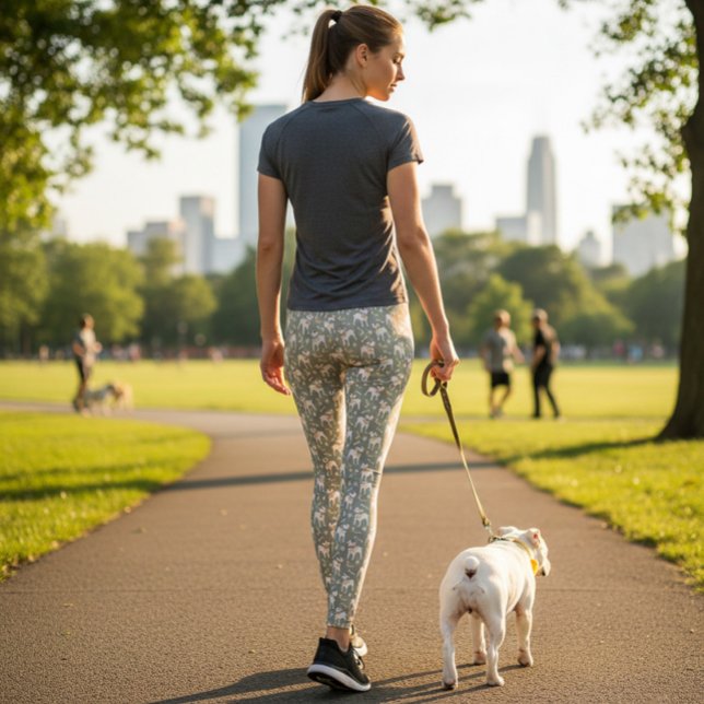 Olive Green Leggings with Playful Pitbulls & Toys (Subido por el creador)