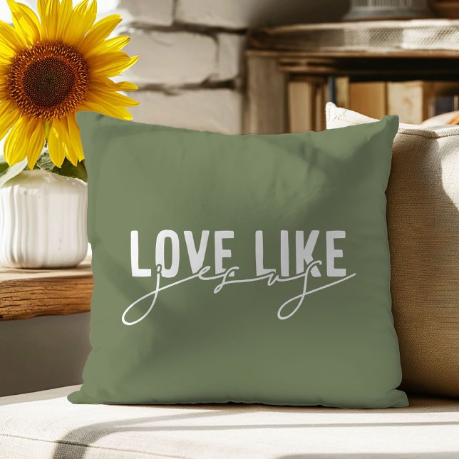 Olive Green Love like Jesus Christian Cojín decora (Subido por el creador)