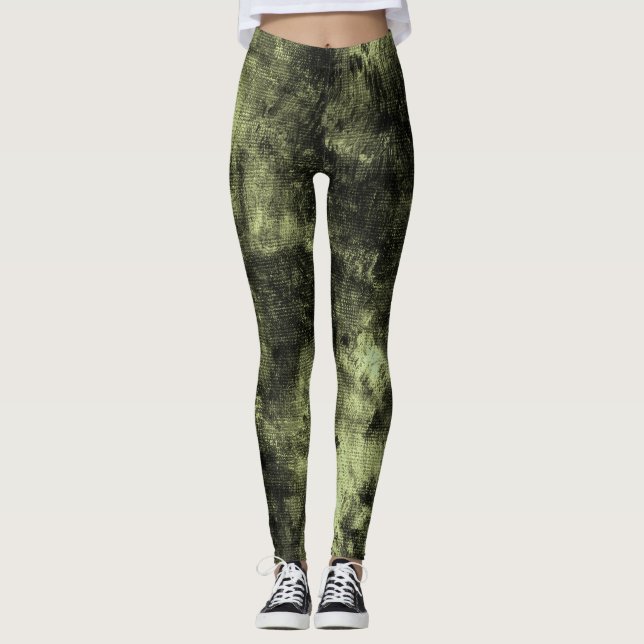 Olive Grunge Textured Spandex Leggings (Anverso)