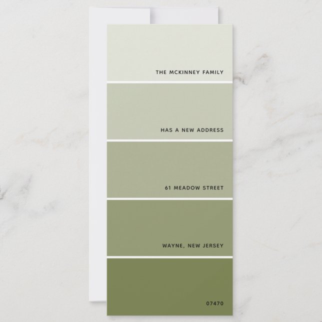 Olive Paint Swatch Nueva Invitación de direcciones (Anverso)