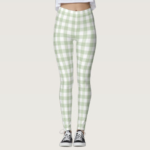 Olive Pastel Gingham Mujeres Leggings