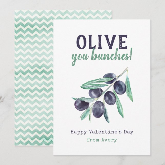 Olive You Bunches School para niños tarjetas de Sa (Anverso / Reverso)