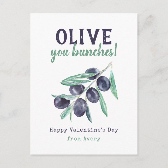 Olive You Bunches School para niños tarjetas de Sa (Anverso)