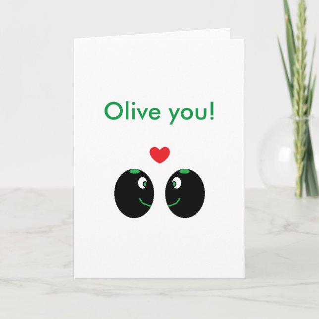 "Olive you" Te amo la tarjeta de El día de San Val (Anverso)