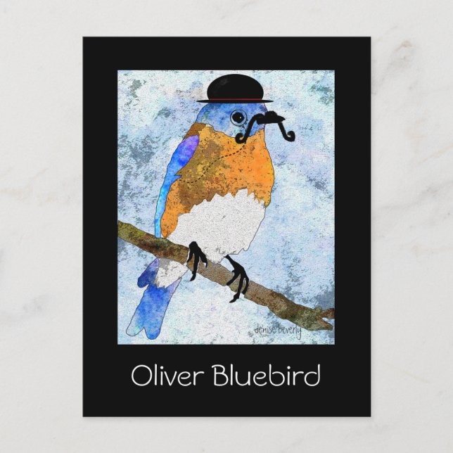 Oliver Bluebird con bigote, postales de bowling (Anverso)