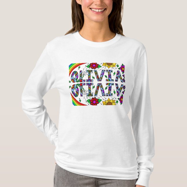 Olivia, Chica Nombra Camiseta De Arte Folclórico W (Anverso)
