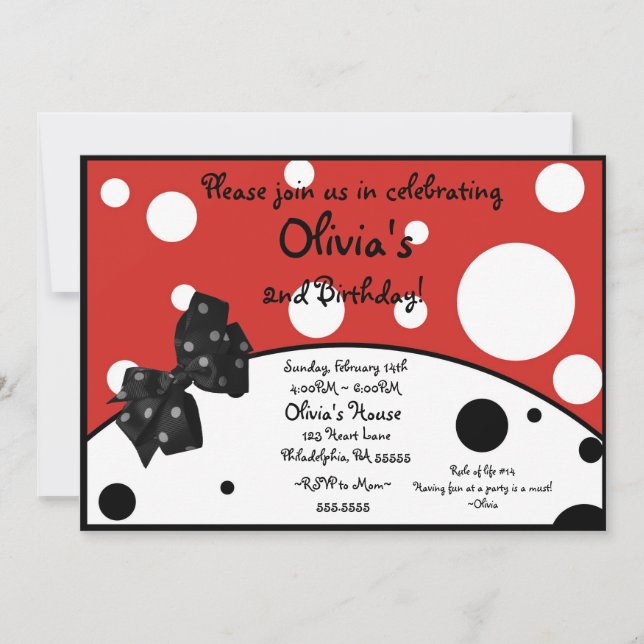 Olivia el cerdo inspiró la invitación (Anverso)