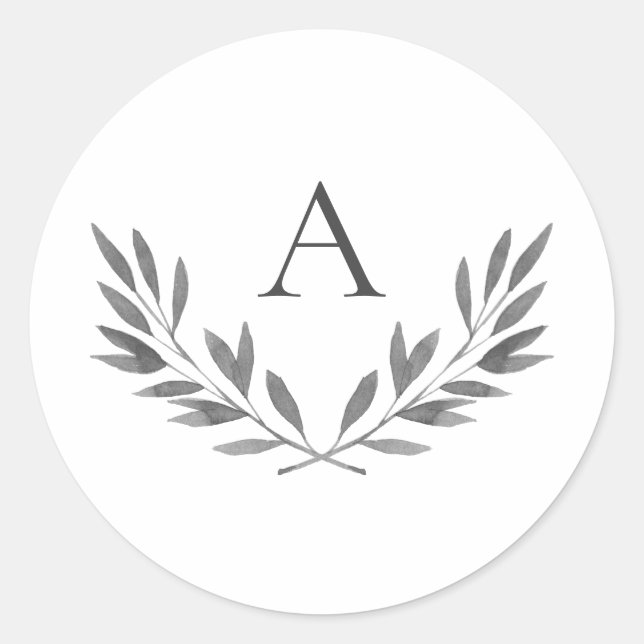 Olivia Elegant Gray Monograma Pegatina (Anverso)