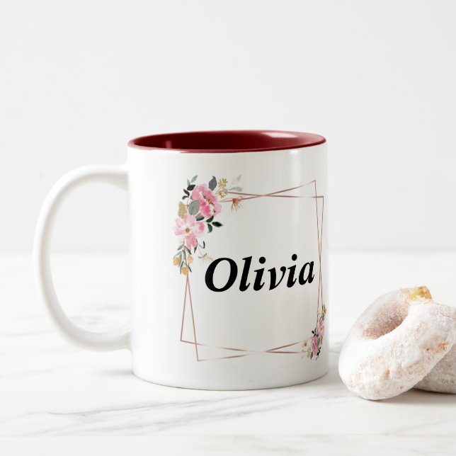 Olivia nombra a Mug - Copa de café Personalizado c (Con donut)