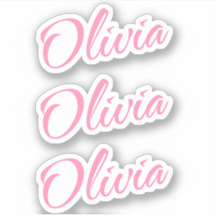 Olivia Nombre decorativo en Pegatina rosa x3