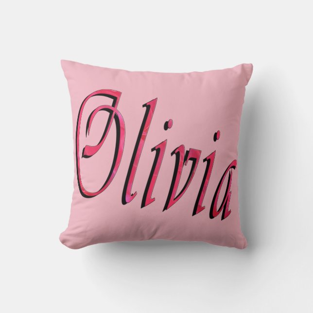 Olivia, Nombre, Logotipo, Cojín Rosado. (Anverso)