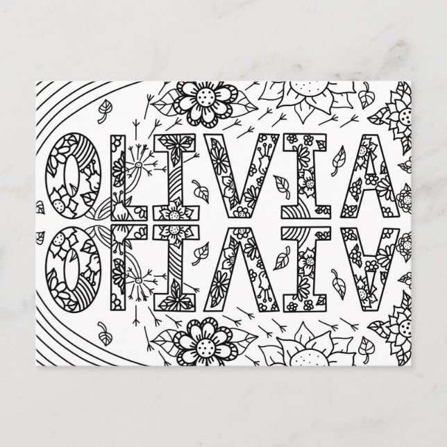 Olivia, una tarjeta para que colorees (Anverso)