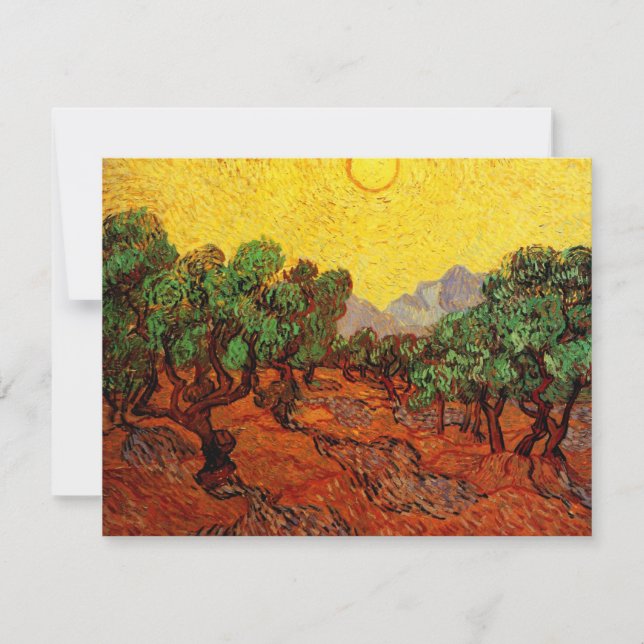 Olivos de Van Gogh con cielo amarillo y sol (Anverso)