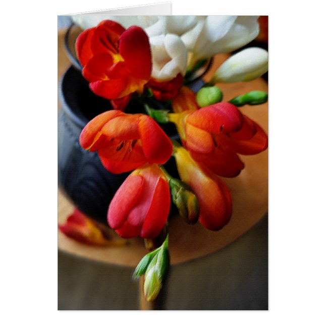 olla con freesias (Frente)