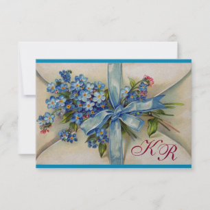 OLVIDARME NOTAS BODA MONOGRAMA RSVP plata azul