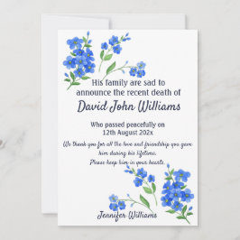 Olvídate de la tarjeta de Bereavement de la muerte