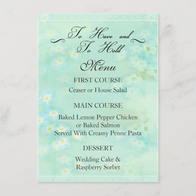 Olvídate de mí no Boda floral Menú de cena (Anverso)