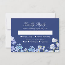 Olvídate de mí no de la boda floral azul real RSVP