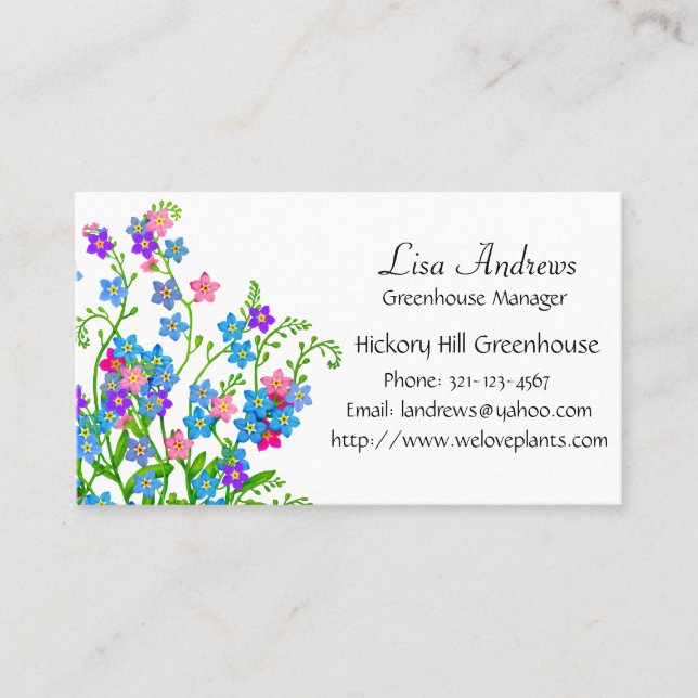 Olvídeme no tarjeta de visita de las flores del (Anverso)