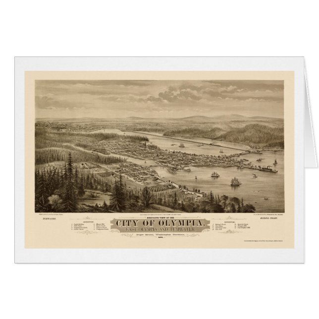 Olympia, mapa panorámico de WA - 1879 (Anverso (Horizontal))